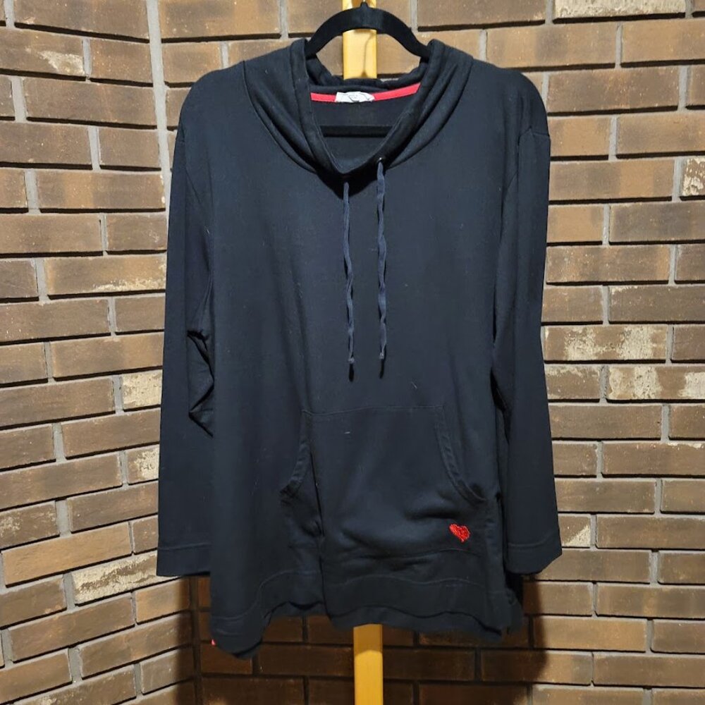 Jane and Delancey Black Long Sleeve Top Red Hip Heart Detail Size 1X